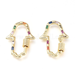 Brass Micro Pave Cubic Zirconia Screw Carabiner Lock Charms&nbsp;KK-M206-09G-02