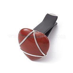 Wire Wrapped Heart Natural Gemstone Car Air Vent Clips&nbsp;JEWB-BR00139