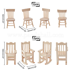 4Pcs 2 Style Natural Pine Wood Home Decorations&nbsp;DJEW-PH0001-09