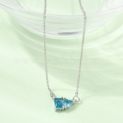 Brass Pave Cubic Zirconia Rectangle and Heart Pendant Cable Chain Necklaces&nbsp;KK-CBAB173-04P-10
