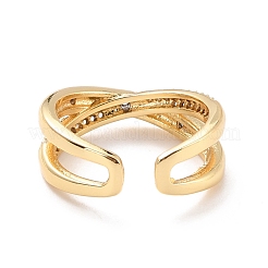 Criss Cross Cubic Zirconia Cuff Finger Ring for Women&nbsp;RJEW-C004-03-RS