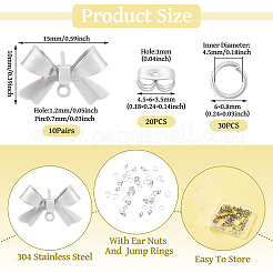 10 Pairs 304 Stainless Steel Bowknot Stud Earring Findings&nbsp;STAS-TA0006-33