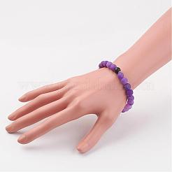 Frosted Natural Weathered Agate(Dyed) Stretch Bracelets&nbsp;BJEW-JB03135