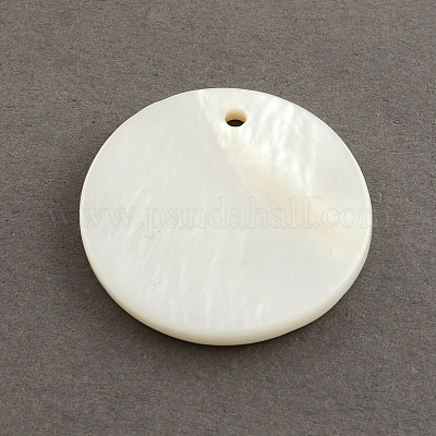 Flat Round Sea Shell Charms&nbsp;SSHEL-R025-6mm-1