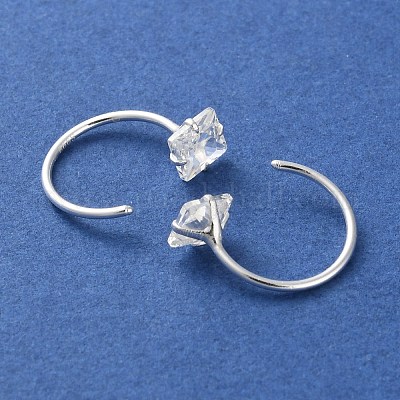 999 Fine Silver Micro Pave Clear Cubic Zirconia Pull Through Earrings&nbsp;EJEW-P296-28F-S-1