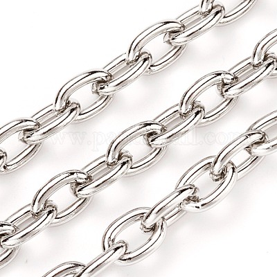Tarnish Resistant 304 Stainless Steel Cable Chains, Unwelded, with Spool,  Stainless Steel Color, about Feet(10m)/roll