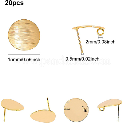 Brass Ear Stud Findings&nbsp;KK-BC0005-29G-1