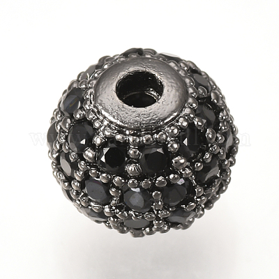 Brass Micro Pave Cubic Zirconia Beads&nbsp;ZIRC-Q013-10mm-143B-1