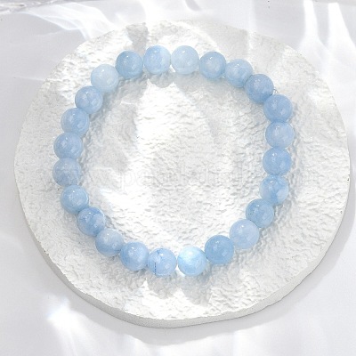Natural & Dyed White Jade Bead Stretch Bracelets&nbsp;BJEW-K212-B-018-1