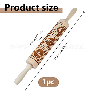 Wood Decorative Pattern Rolling Pin&nbsp;AJEW-WH0596-430B-1