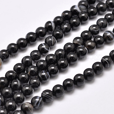 Natural Black Agate Bead Strands&nbsp;G-G962-16mm-12-A-1