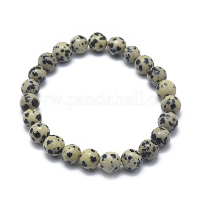 Natural Dalmatian Jasper Bead Stretch Bracelets&nbsp;BJEW-K212-C-014-1