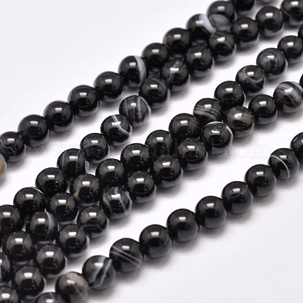 Natural Black Agate Bead Strands&nbsp;G-G962-16mm-12-A-1