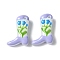 Baking Paint Glass Enamel Beads, Boot with Flower, Lilac, 24x17x8~8.5mm, Hole: 1.4mm