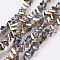 Electroplate Glass Beads Strands, Half Plated, Faceted, Triangle, Golden Plated, 4.5x5x6mm, Hole: 1mm, about 83~89pcs/strand, 12.60 inch~12.99 inch(32~33cm)