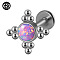 G23 Titanium Threadless Labrets, with Imitation Opal, Stainless Steel Color, Rhombus, 8mm, Pin: 1.2mm