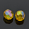 Eco-Friendly Transparent Acrylic Beads, Faceted, Round, AB Color, Goldenrod, 6mm, Hole: 1mm, about 5000pcs/500g