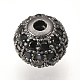 Brass Micro Pave Cubic Zirconia Beads&nbsp;ZIRC-Q013-10mm-143B-3