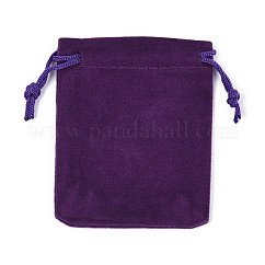 Rectangle Velvet Pouches, Gift Bags, Indigo, 9x7cm
