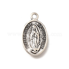 Tibetan Style Alloy Pendants, Cadmium Free & Lead Free, Virgin Mary Charms, Antique Silver, 19.5x11.5x2.5mm, Hole: 1.7mm