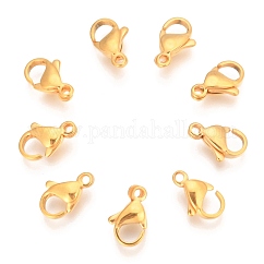 304 Stainless Steel Lobster Claw Clasps, Golden, 11x7x3mm, Hole: 1.4mm
