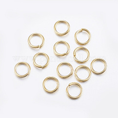 304 Stainless Steel Open Jump Rings, Round, Real 18K Gold Plated, 20 Gauge, 4x0.8mm, Inner Diameter: 2.4mm