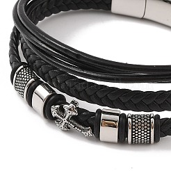 Braided Microfiber Leather Multi-strand Bracelets&nbsp;BJEW-B096-04A