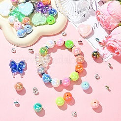 40Pcs Mixed Shape UV Plating Rainbow Iridescent Acrylic Beads&nbsp;DIY-YW0017-03