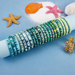 Handmade Polymer Clay Heishi Surfer Stretch Bracelets Set&nbsp;BJEW-SW00099-04