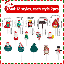 24Pcs 12 Styles Christmas Plastic Cake Toppers&nbsp;AJEW-SC0003-53B