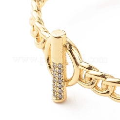Clear Cubic Zirconia Toggle Clasp Shape Open Cuff Bangle&nbsp;BJEW-B054-27G