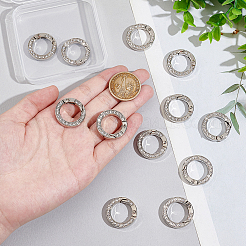 12pcs Alloy Spring Gate Ring with Rhinestone&nbsp;FIND-UN0003-37P