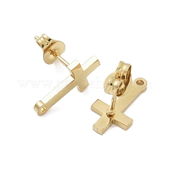 Cross Ion Plating(IP) 304 Stainless Steel Stud Earring Findings&nbsp;STAS-I206-128G