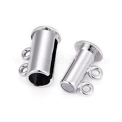 2-Strands 4-Holes Tube Brass Magnetic Slide Lock Clasps&nbsp;X-KK-D472-P-NF