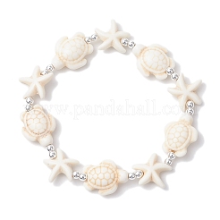 Synthetic Turquoise Beaded Stretch Bracelets for Men Women&nbsp;BJEW-JB11761-01