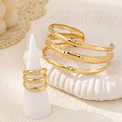 Bamboo Joint Alloy Cuff Bangle & Cuff Rings Sets&nbsp;FS-WG990BE-01