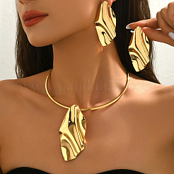 Iron Leaf Pendant Choker & Stud Earring Sets for Women&nbsp;HA2719