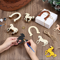 DIY Unfinished Blank Wooden Horse/Horseshoe Pendants&nbsp;WOOD-PH0034-17