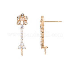 Brass Micro Pave Clear Cubic Zirconia Stud Earring Findings&nbsp;KK-S364-142