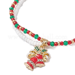 Christmas Glass Seed Beads & Glass Beads Multi-layered Bracelets&nbsp;BJEW-MZ00240-03