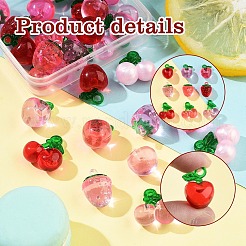 12Pcs 3 Colors Transparent Resin & Acrylic 3D Fruit Pendants&nbsp;FIND-YW0006-01