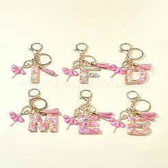 Letter A~Z Transparent Glitter Resin Pendant Keychains&nbsp;KEYC-FZ00024-16