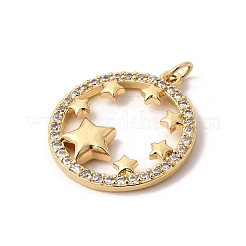 Brass Micro Pave Clear Cubic Zirconia Pendants&nbsp;KK-K419-06G