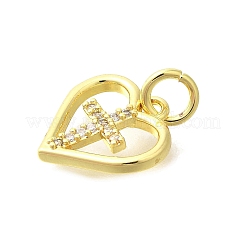 Brass Micro Pave Clear Cubic Zirconia Pendants&nbsp;KK-M297-21G