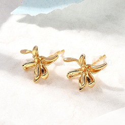 Flower Brass Stud Earrings&nbsp;EJEW-B148-02G