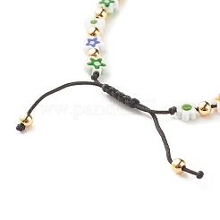 Lampwork Flower with Star Braided Bead Bracelet&nbsp;BJEW-JB07849