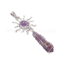 5Pcs Copper Wire Wrapped Natural Lapis Lazuli & Quartz Crystal & Rose Quartz & Green Aventurine & Amethyst Big Pendants&nbsp;PALLOY-JF03640