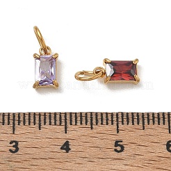 304 Stainless Steel Pave Cubic Zirconia Charms&nbsp;CU-CBABCF3-01G