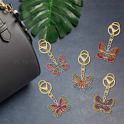 5Pcs Colorful Full Rhinestone Butterfly Pendant Keychain&nbsp;KEYC-PH01489