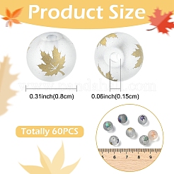 60Pcs 6 Colors Autumn Theme Electroplate Transparent Glass Beads&nbsp;EGLA-YW0005-68